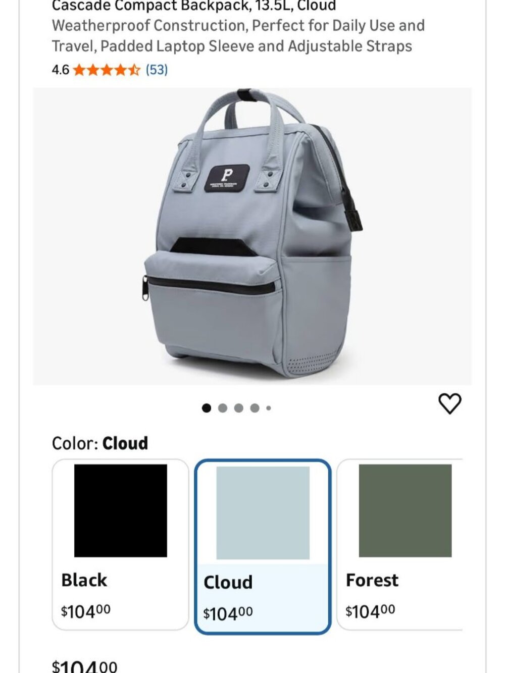Cascade Compact Backpack, 13.5L, Cloud (Gray color) **NWOT** - Picture 3 of 5